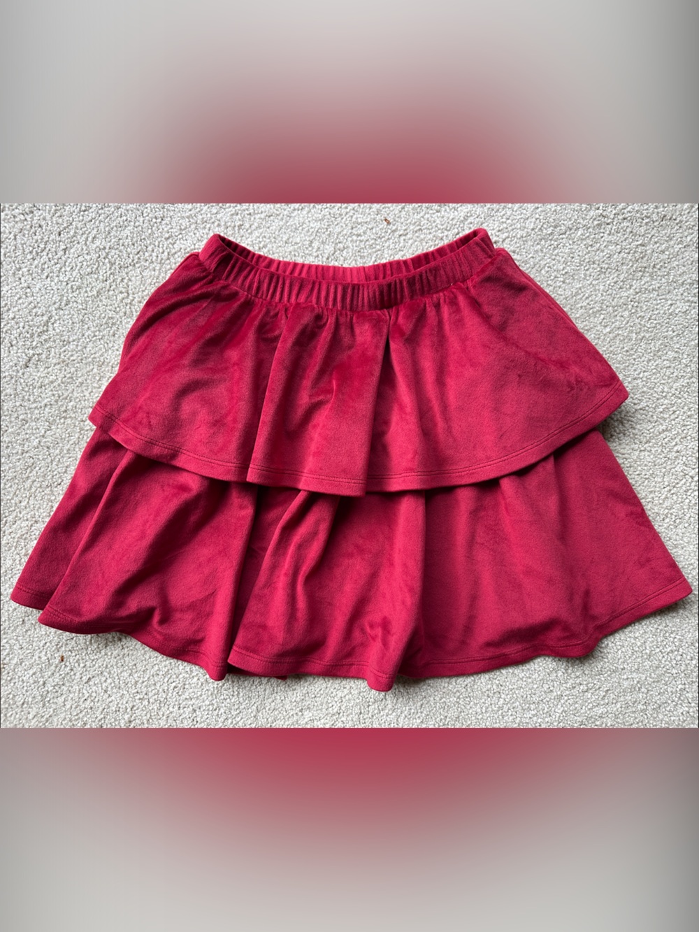 Girls Nordstrom Red Tiered velvet Skirt